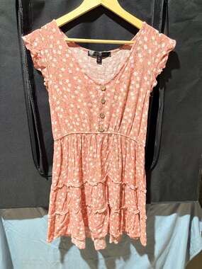 Faded Rose Floral Print Ruffled Cap Sleeve Button Front Mini Dress